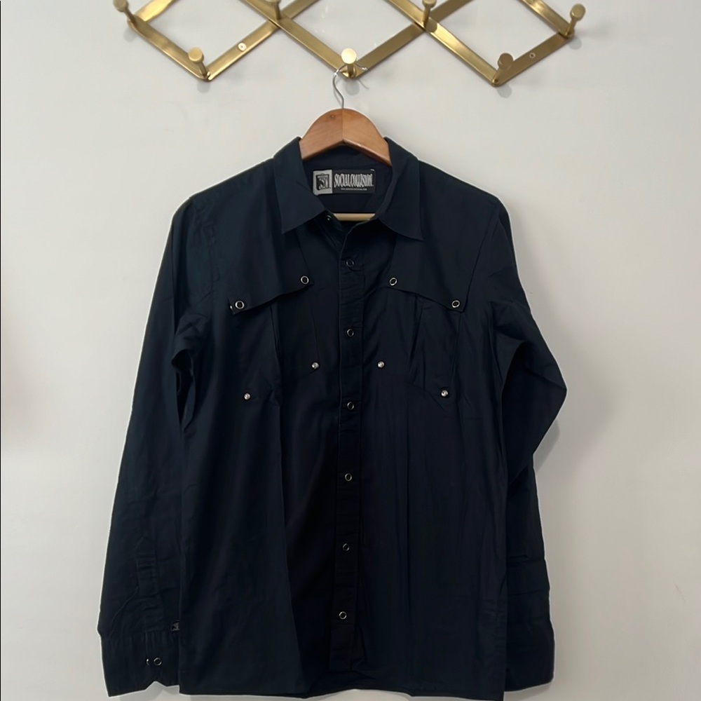 Social Collision Men’s Snap Button Down Shirt